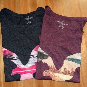 American Eagle Graphic long-sleeve shirt. Set of two